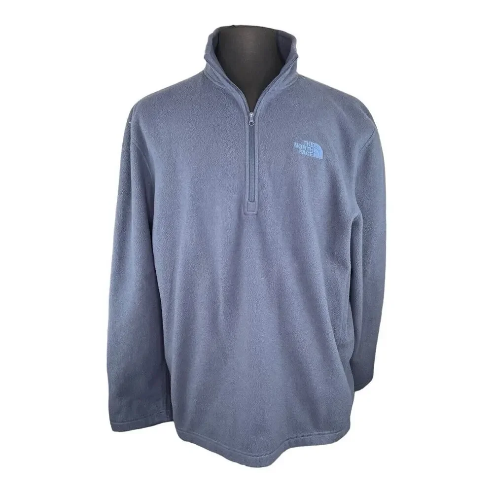 North Face Sweater Mens Blue XL Pullover 1/2 Zip Mock‎ Neck Knit EUC